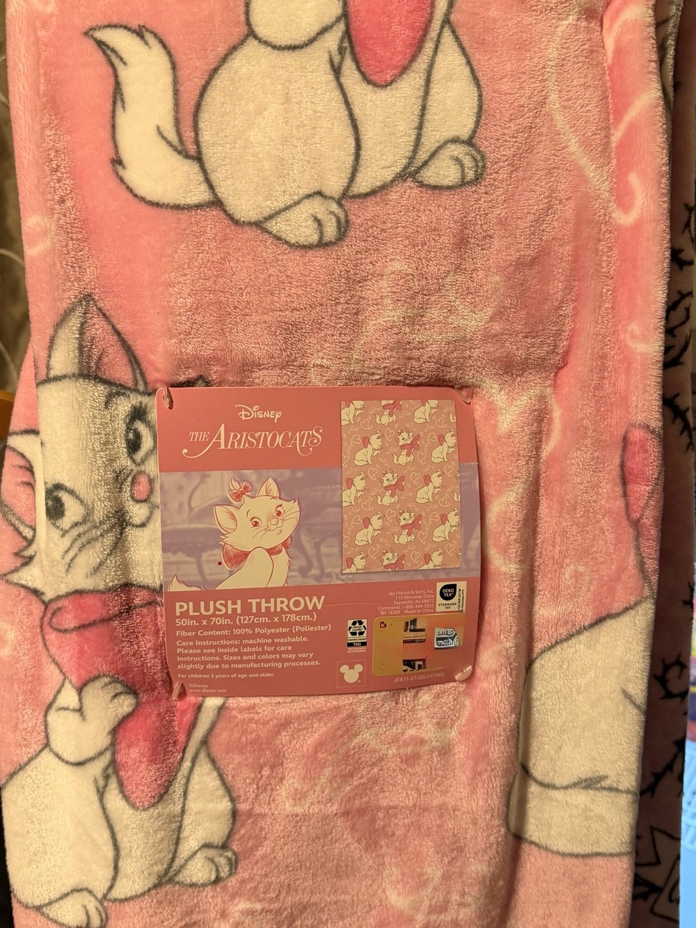 Disney Pink Marie Plush  Throw